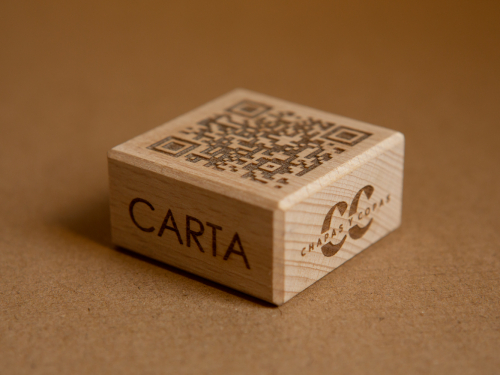 Cubo madera QR para Carta digital Restaurantes Bares