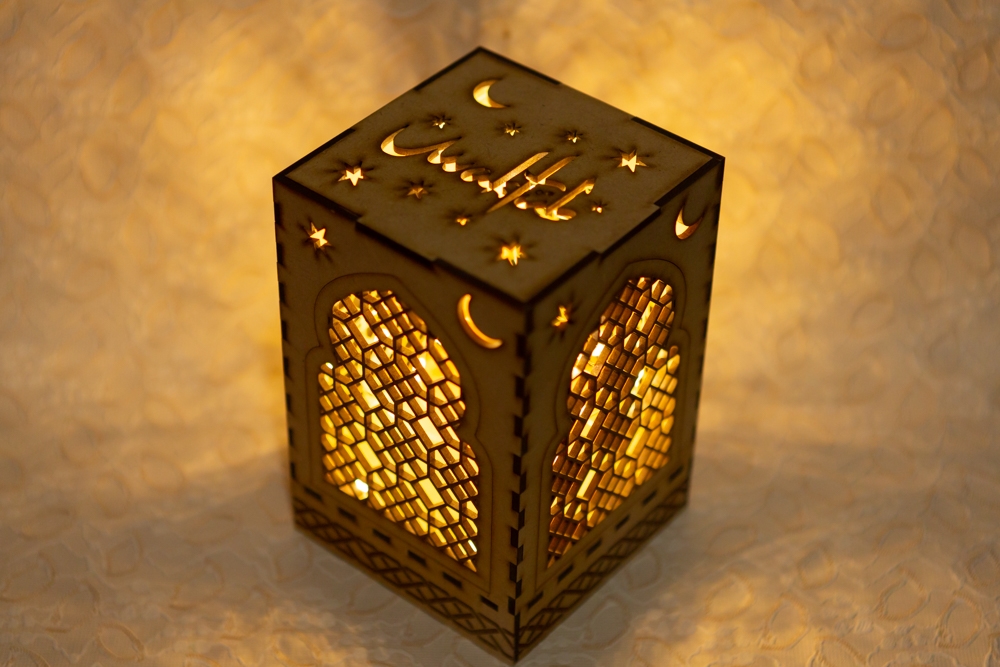 Lampara Árabe Maktub Led decoración de madera