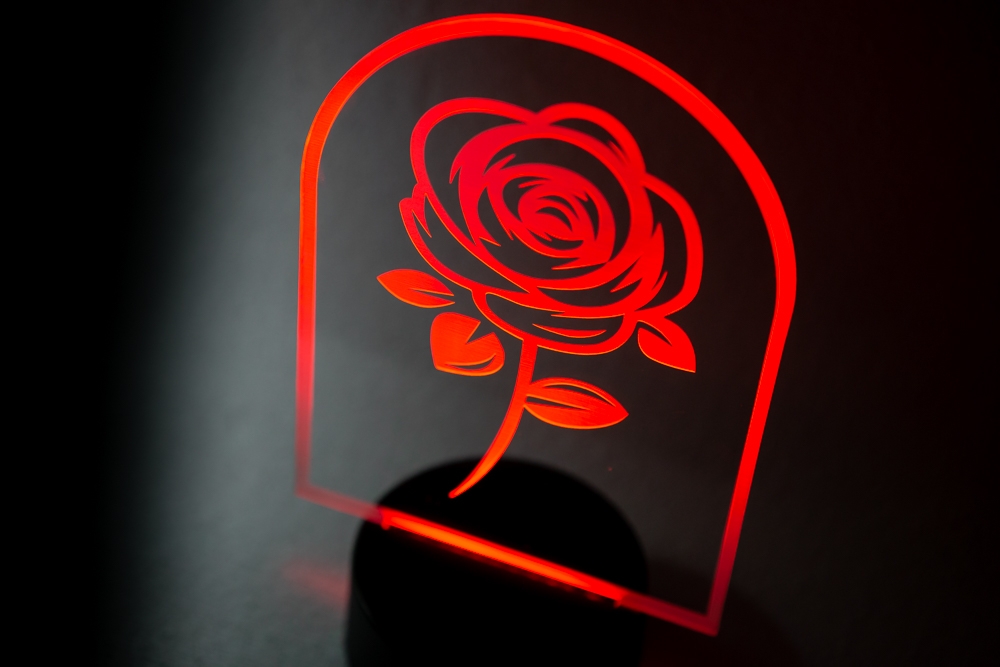 Rosa de Sant Jordi Lampara Led iluminación RGB