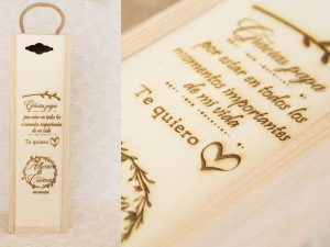 Caja de madera para botella de vino personalizada grabado laser