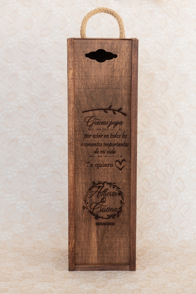 Caja de madera para botella de vino personalizada grabado laser