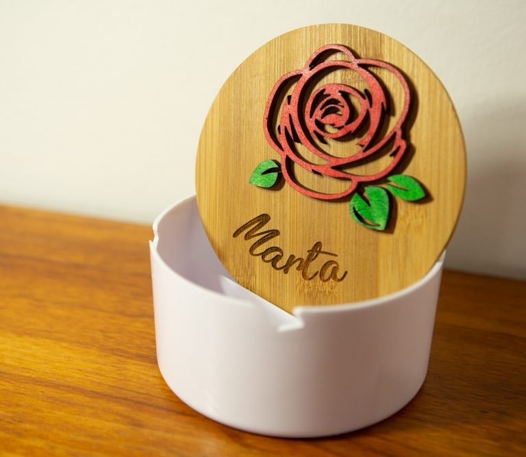 Joyero joier sant jordi rosa pintada a mano original personalizado con nombre grabado