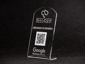 Señal vertical Reseñas Google con QR en Acrílico cristal o Madera